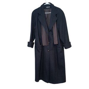 Jofeld by Forstmann Wool Blend Women's Black Trench Coat & Matching Scarf  Sz LG